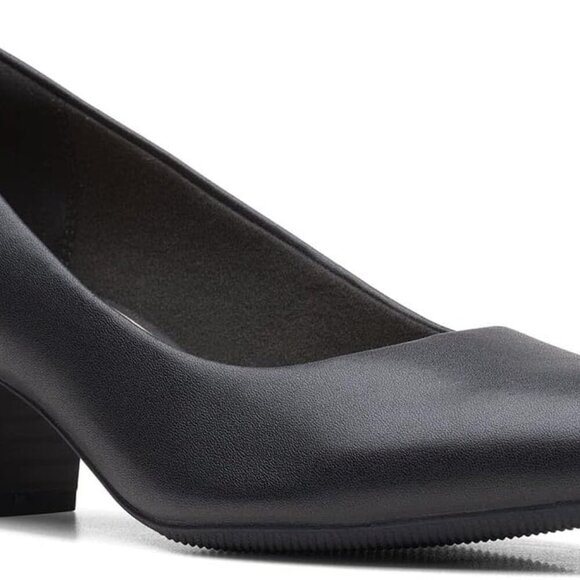 Women’s Leather Step Pump Size 10 Wide Black Rubber Sole Casual Dress Shoe - Picture 3 of 8